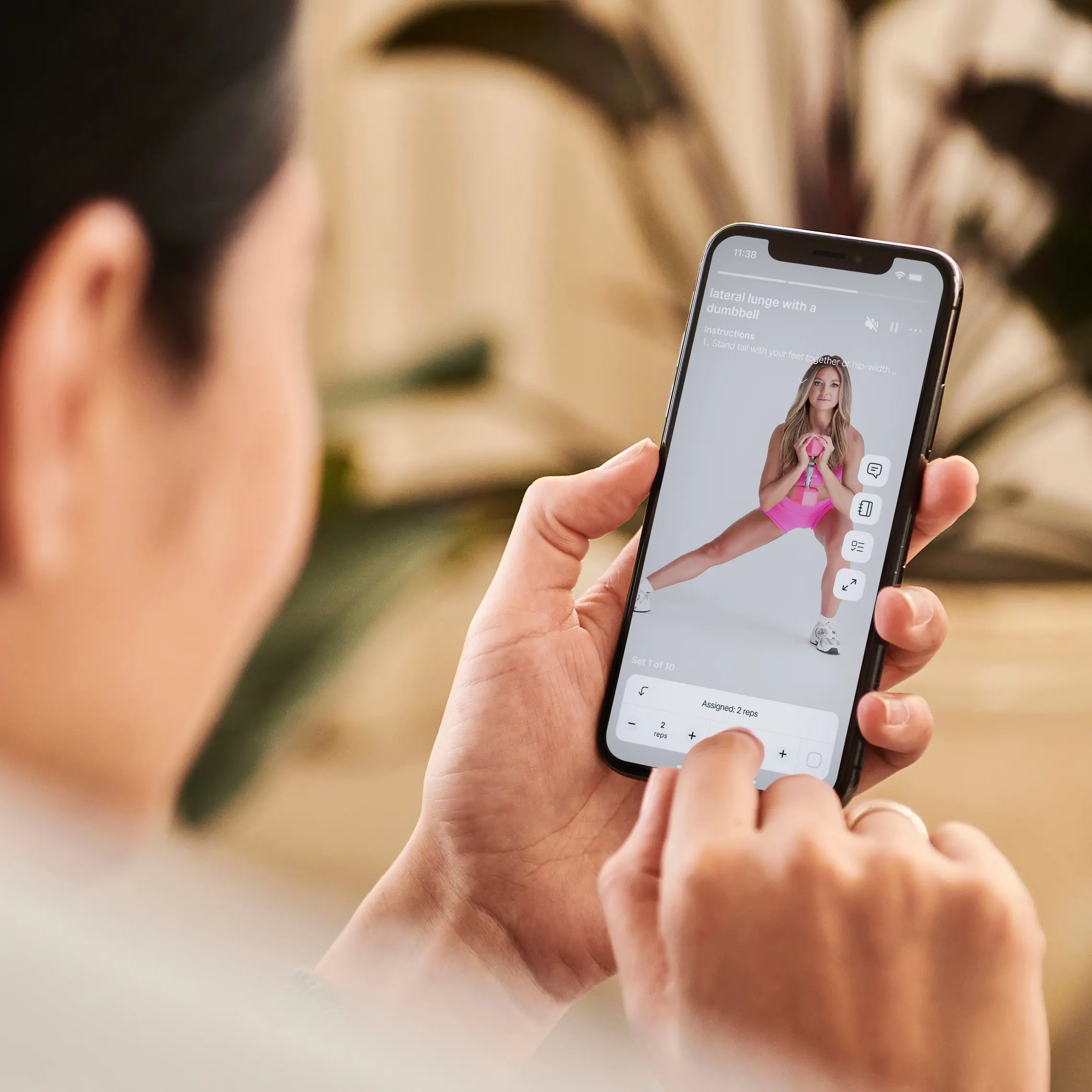 Logan Polk's app showing you how she walks you through every workout making sure you meet your fitness goals